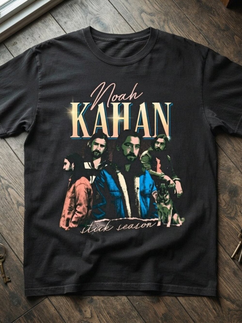 Noah Kahan Stick Season Vintage Style Graphic Black T-Shirt